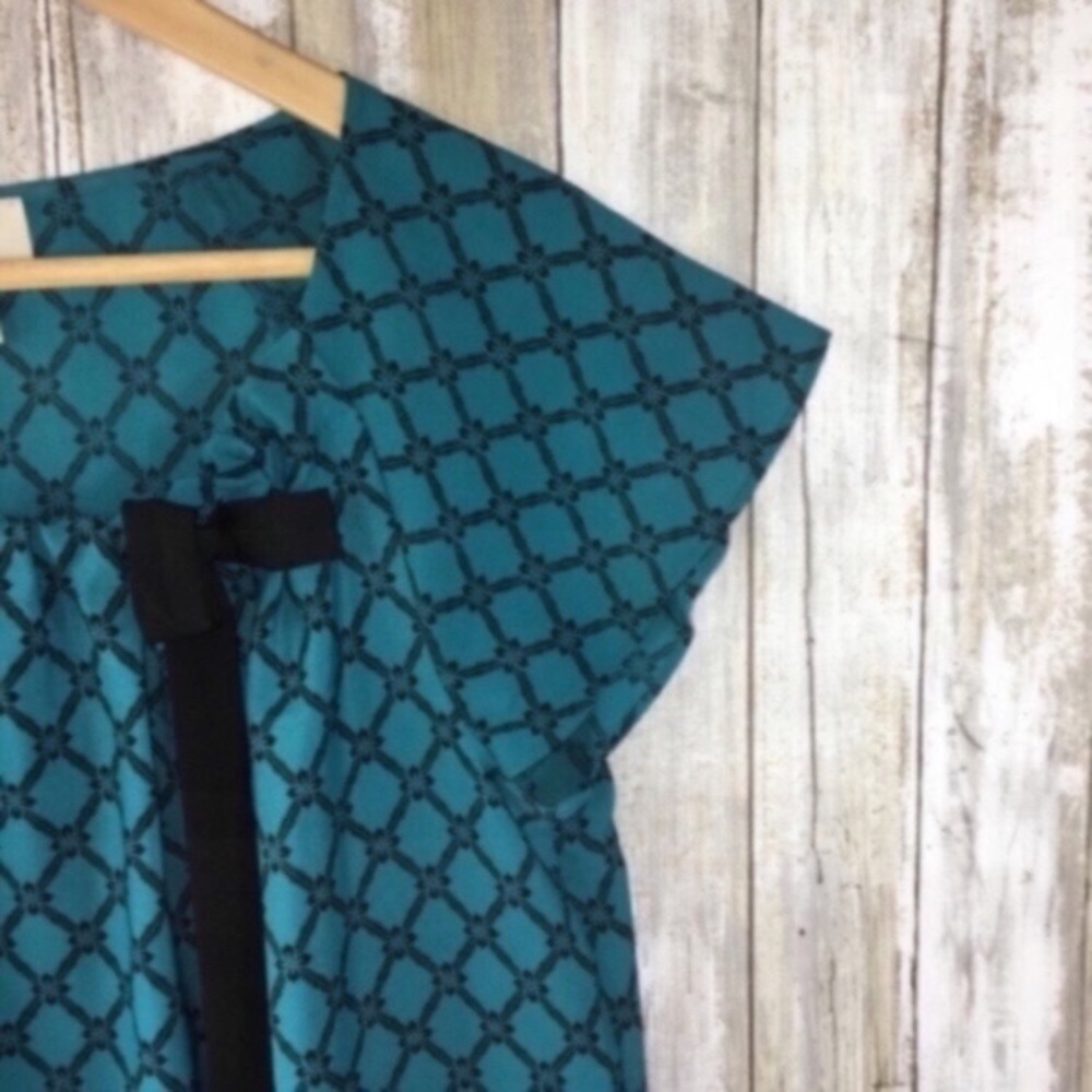 Loft Turquoise Tie Neck Blouse - Picture 2 of 4